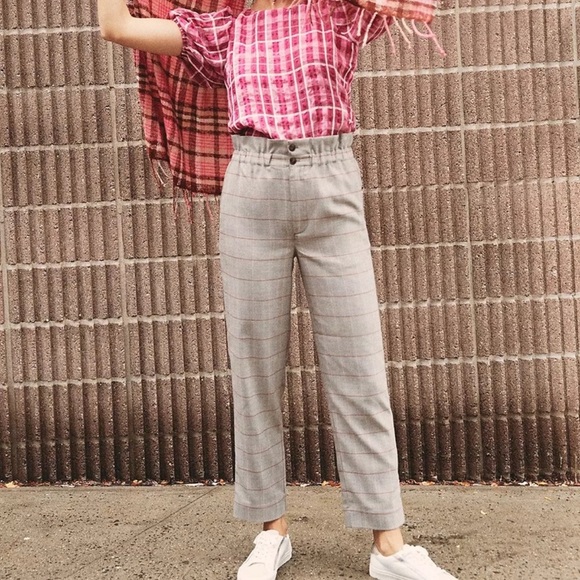 Madewell Pants - Madewell Paperbag Tapered Pants in Glen Plaid size 0